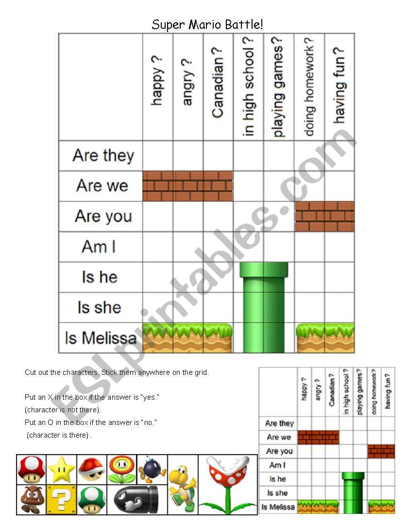 Super Mario Battleship Game - Is / Am / Are - Simple Present