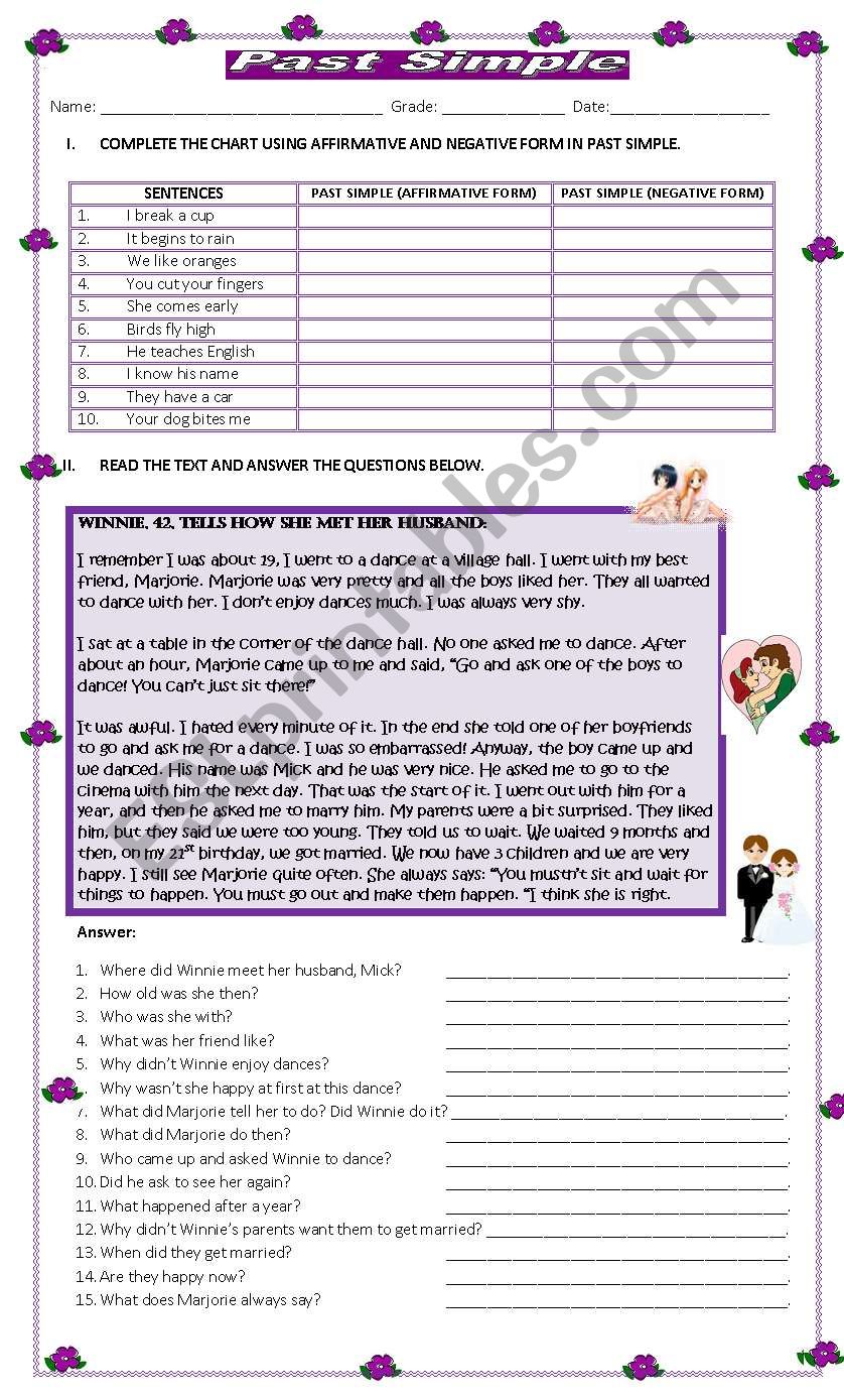 past simple worksheet