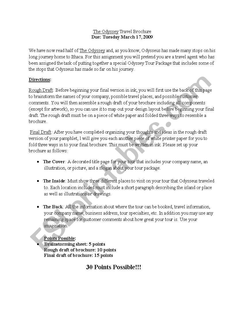 Odyssey Travel Brochure Assignment