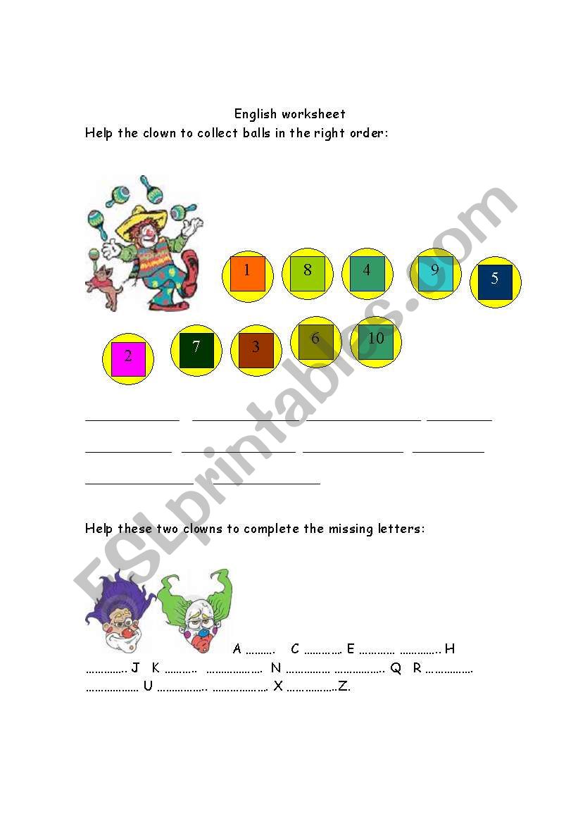 world of clowns worksheet