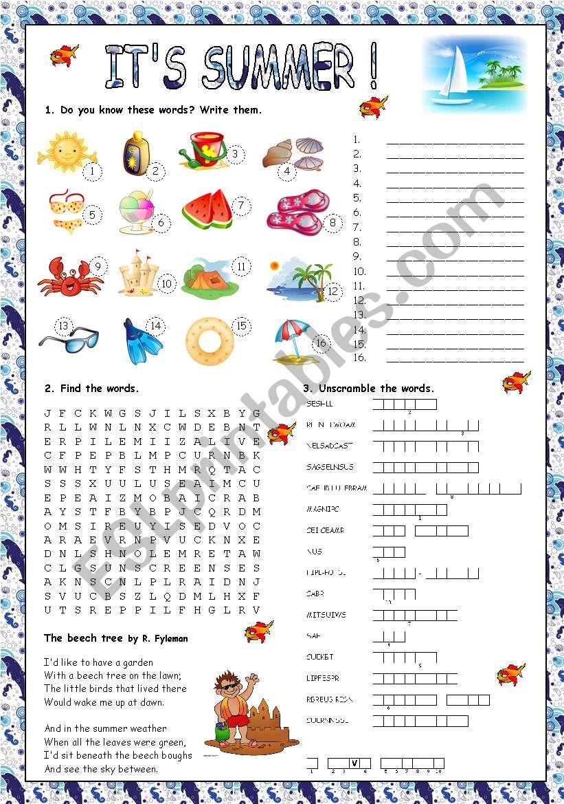 ITS SUMMER! worksheet