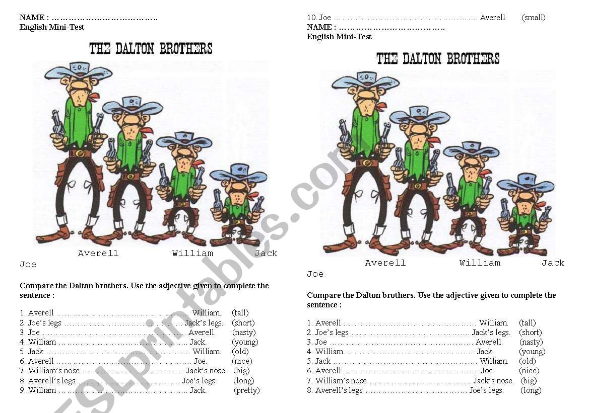 Mini test comparative Dalton Brothers