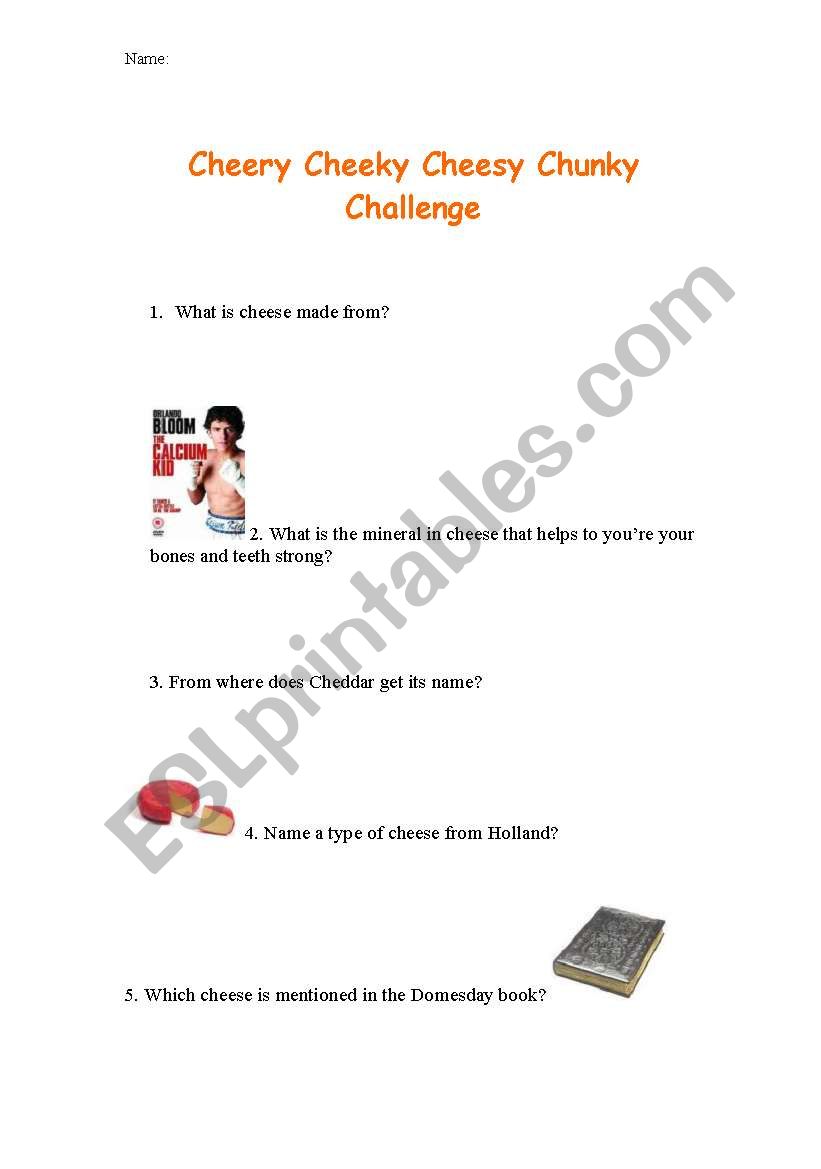 Cheese worksheet