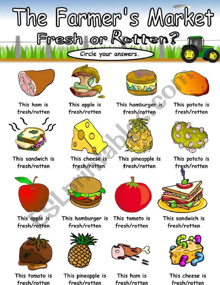 The Farmer´s Market Fresh or Rotten ESL worksheet by seansarto