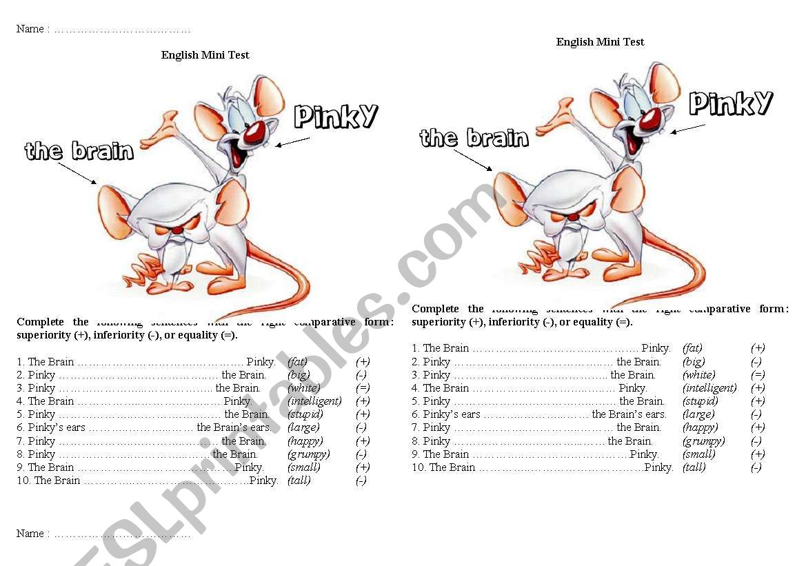 Mini test comparative Pinky and the Brain