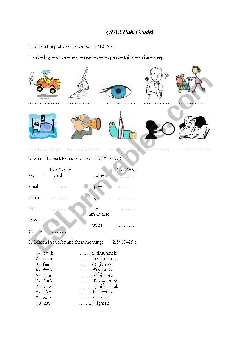 irregular verbs worksheet