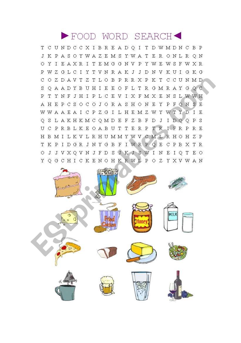 Food Word Search worksheet