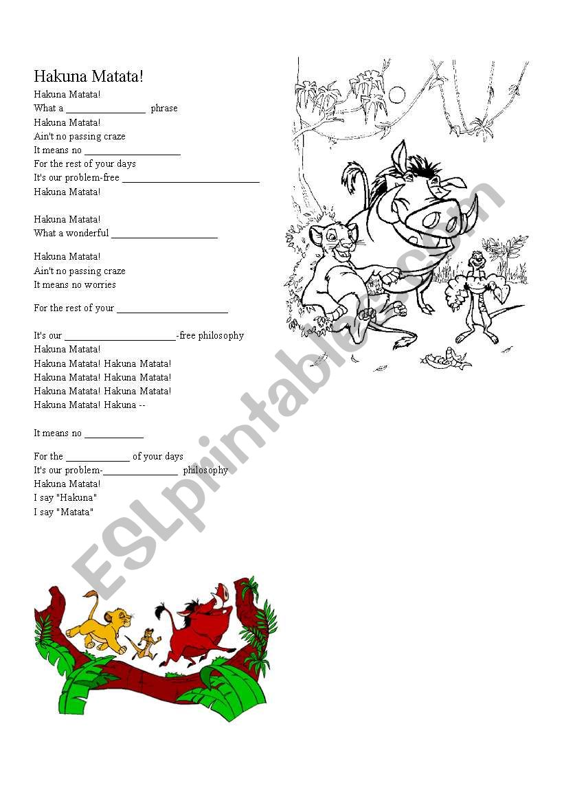 Hakuna Matata worksheet