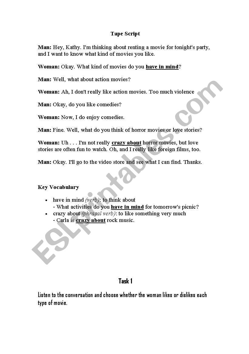 movie worksheet