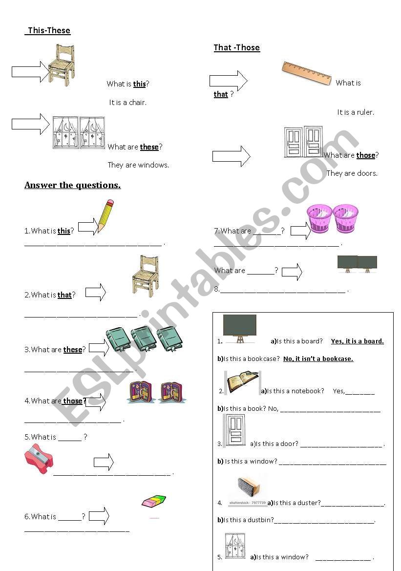 Demostratives worksheet