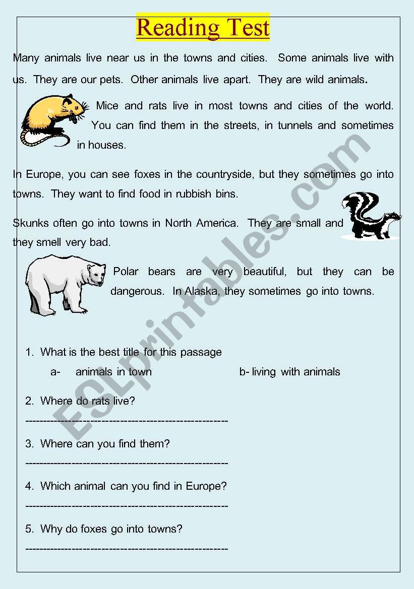 animals worksheet