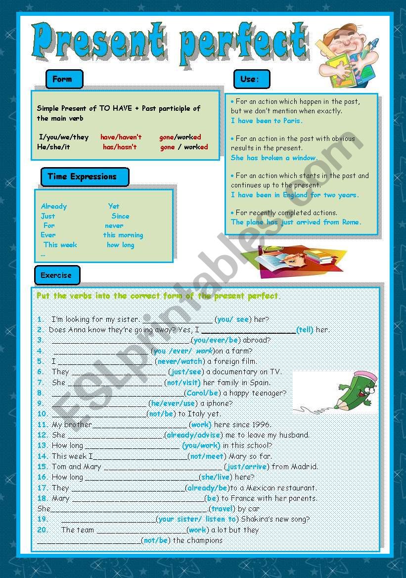 Present perfect worksheet