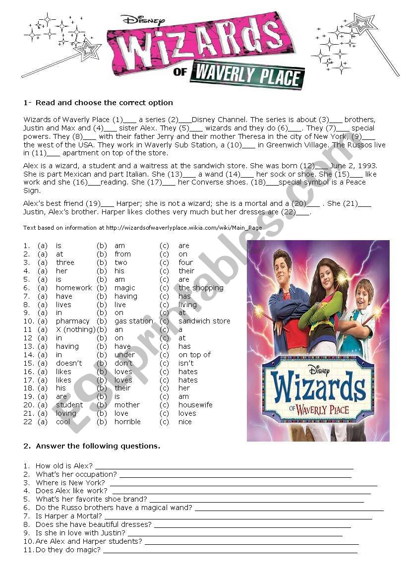 The Wizards of Waverly Place worksheet