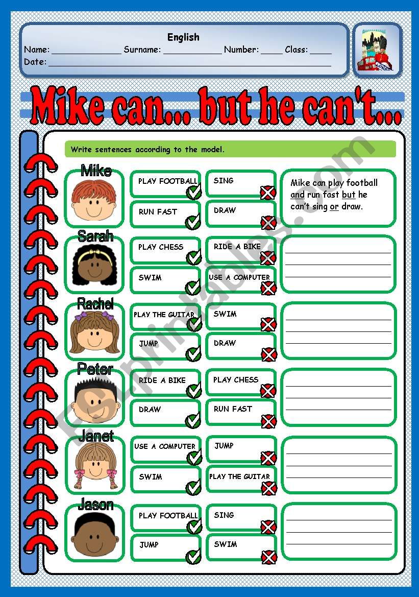 MIKE CAN... BUT HE CANT... worksheet