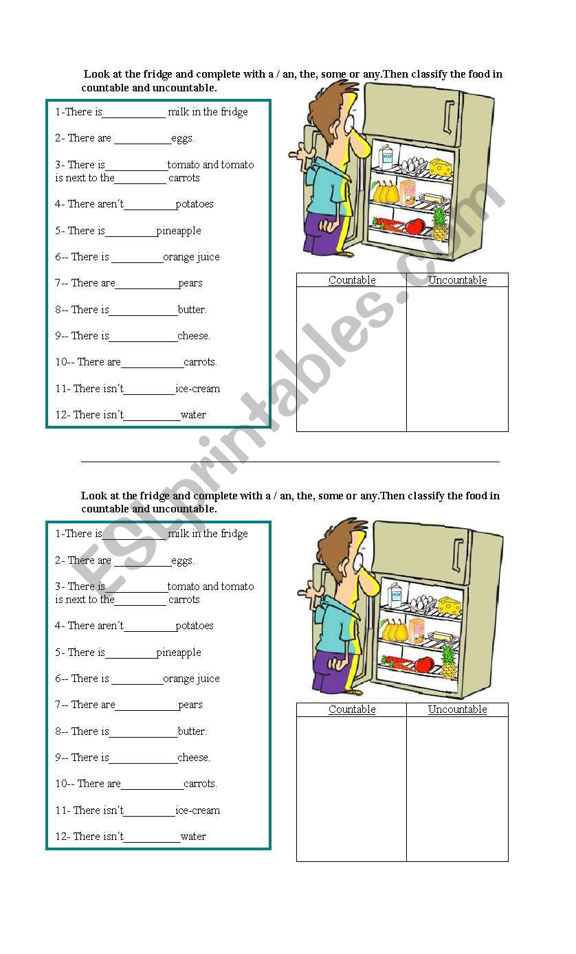 LOOK AT THE FRIDGE worksheet