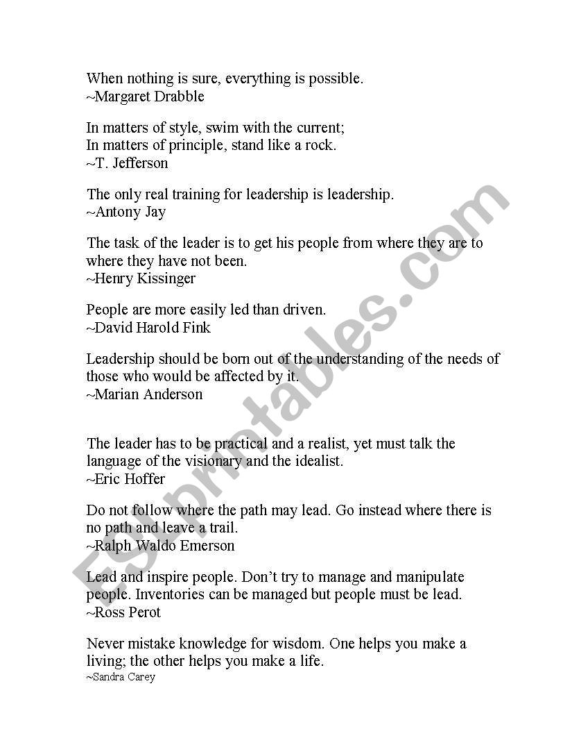 Leadership Quotes worksheet