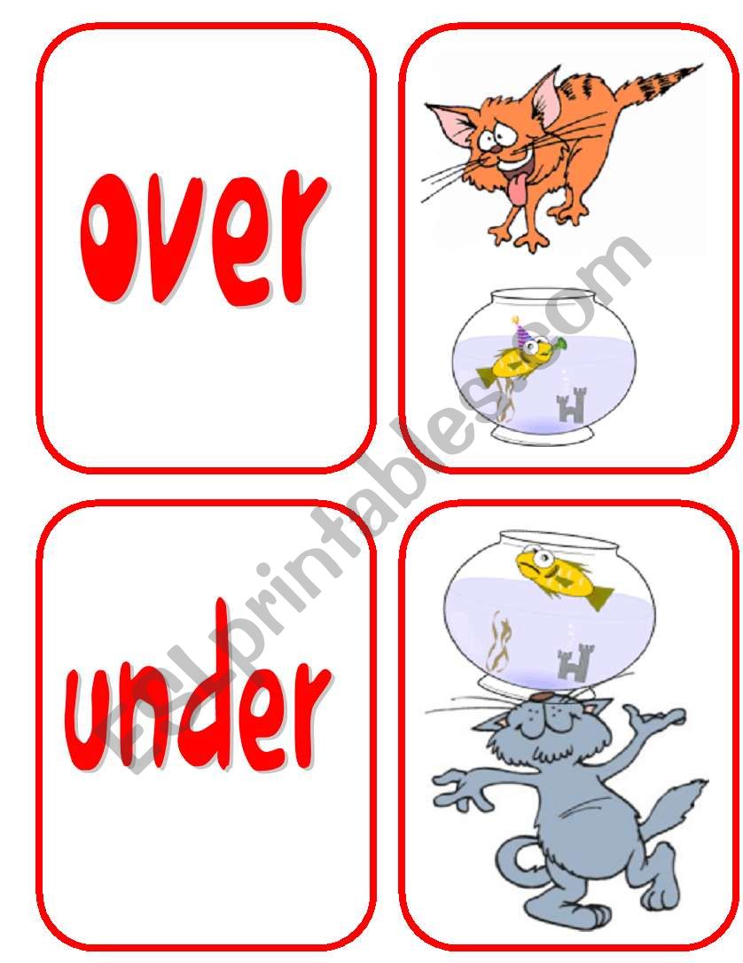 PREPOSITIONS- CARDS 1/2 worksheet