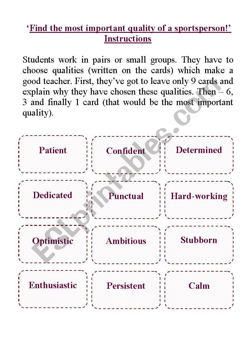 Find the most important quality of a sportsperson!