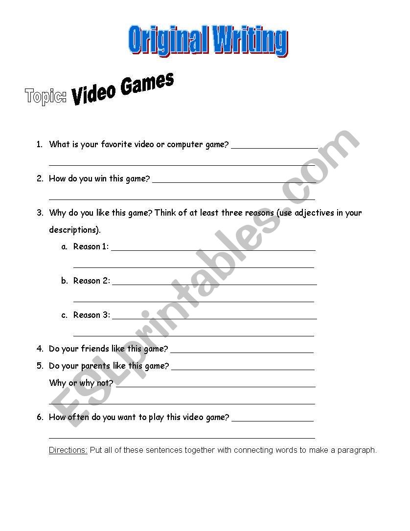 Essay Writing Template - Video Games