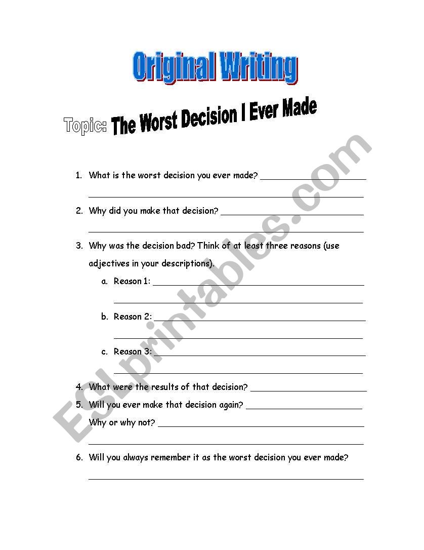 Paragraph Writing Template worksheet