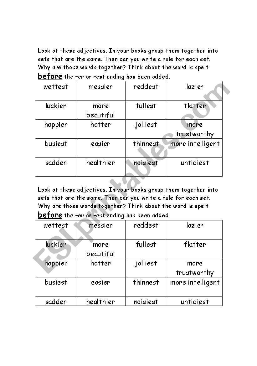 Adjectives worksheet