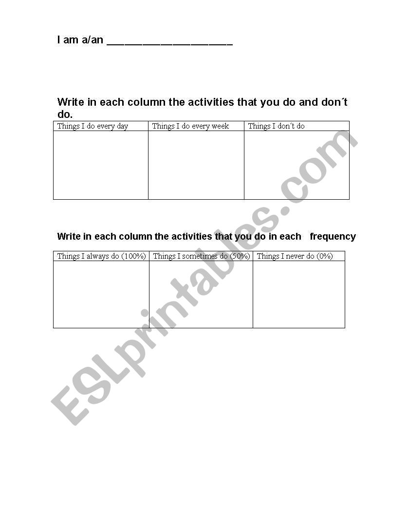 frequency worksheet