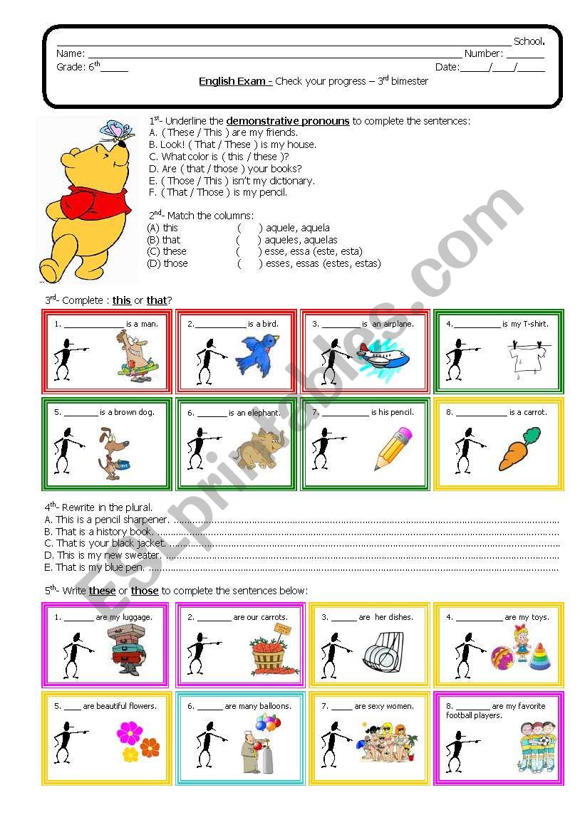 Demonstrative Pronouns worksheet