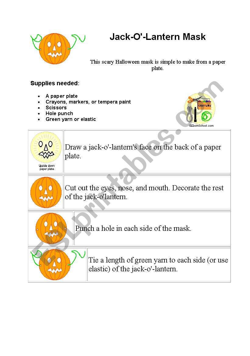 halloween mask  worksheet