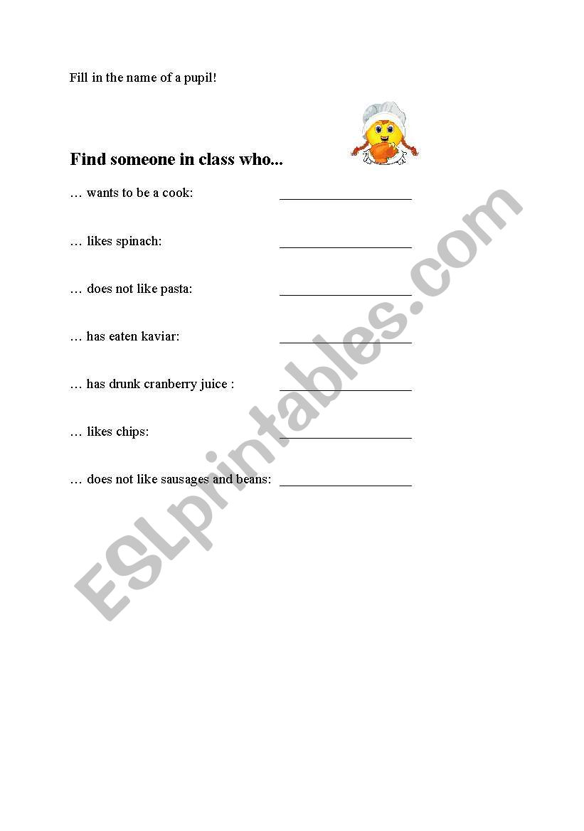 find someone who... worksheet