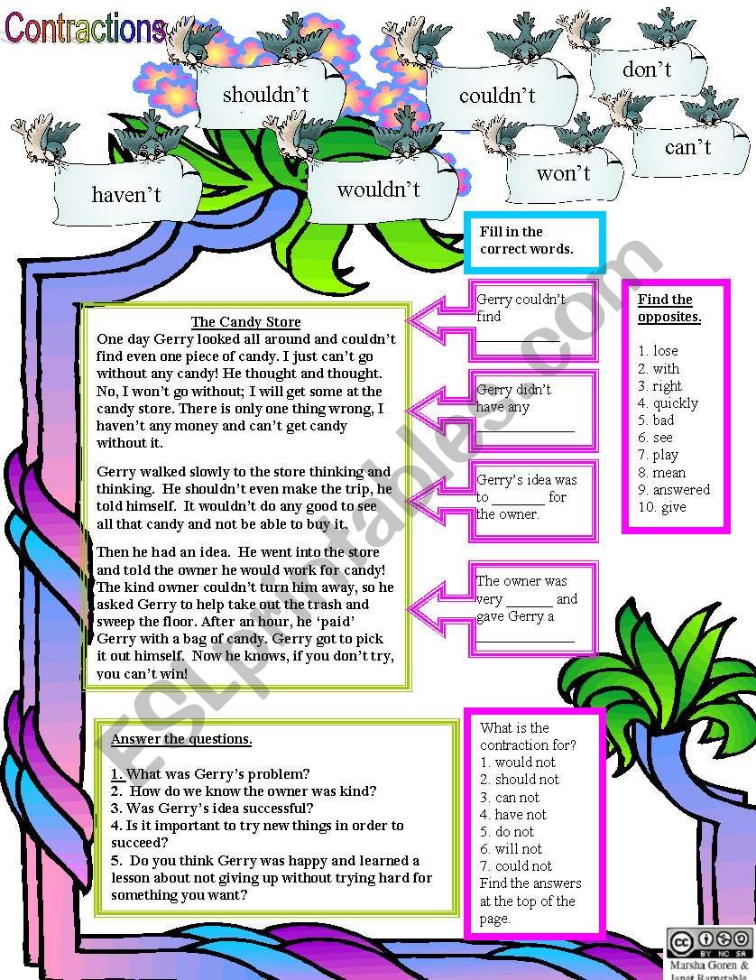 The Candy Store and contractions