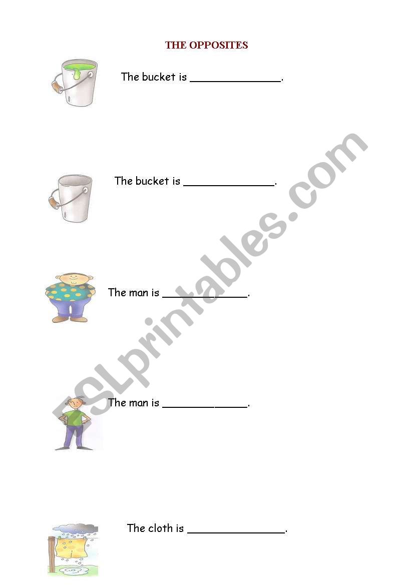 Opposites worksheet