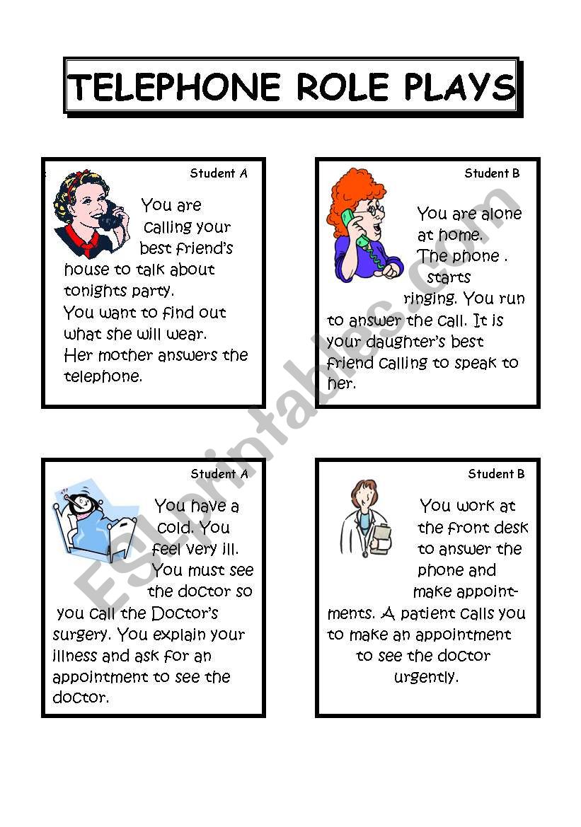 Telephoning ESL Role-Plays Activities Worksheets Games