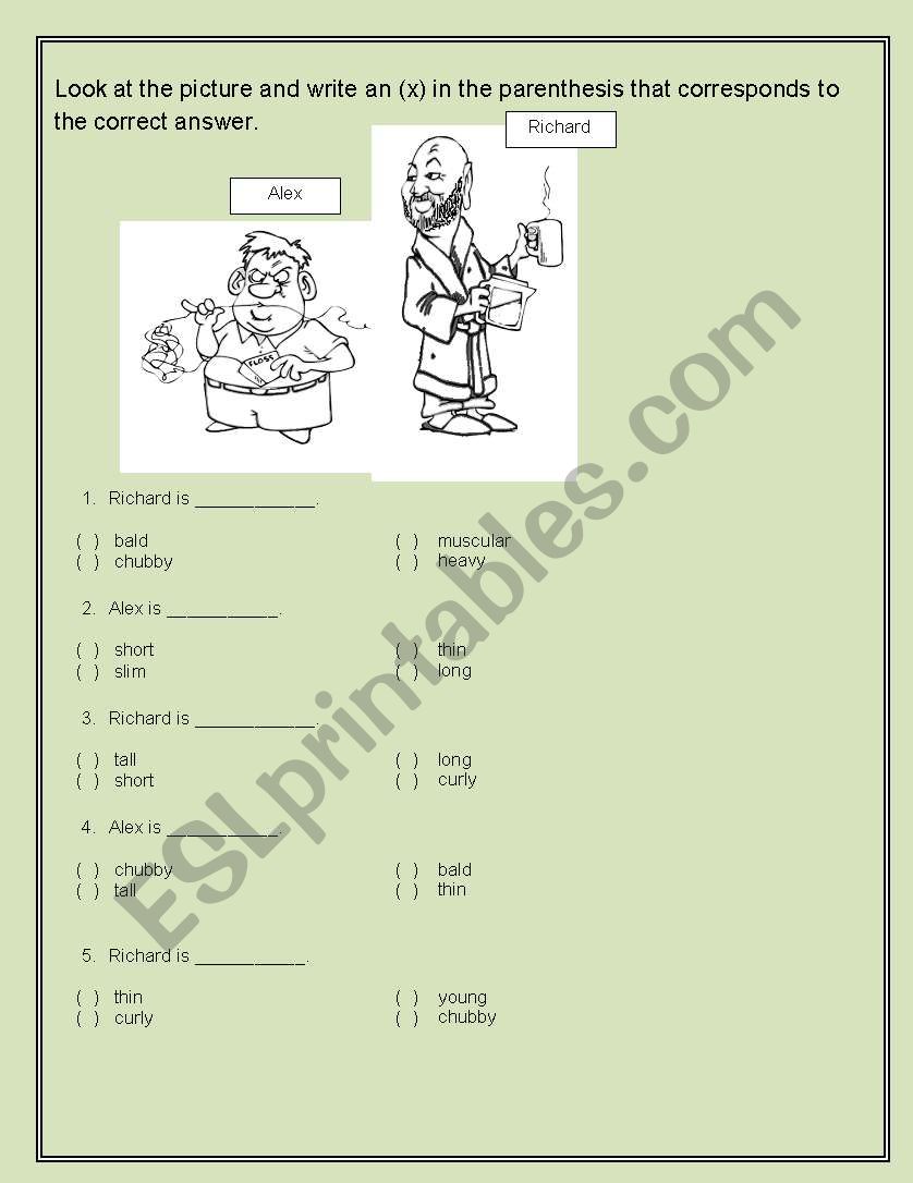 Description of People worksheet