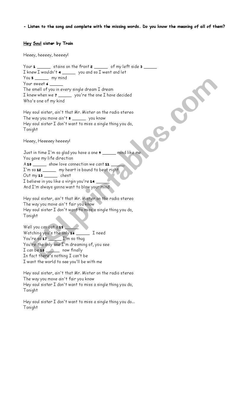 Song: Hey Soul Sister by Train