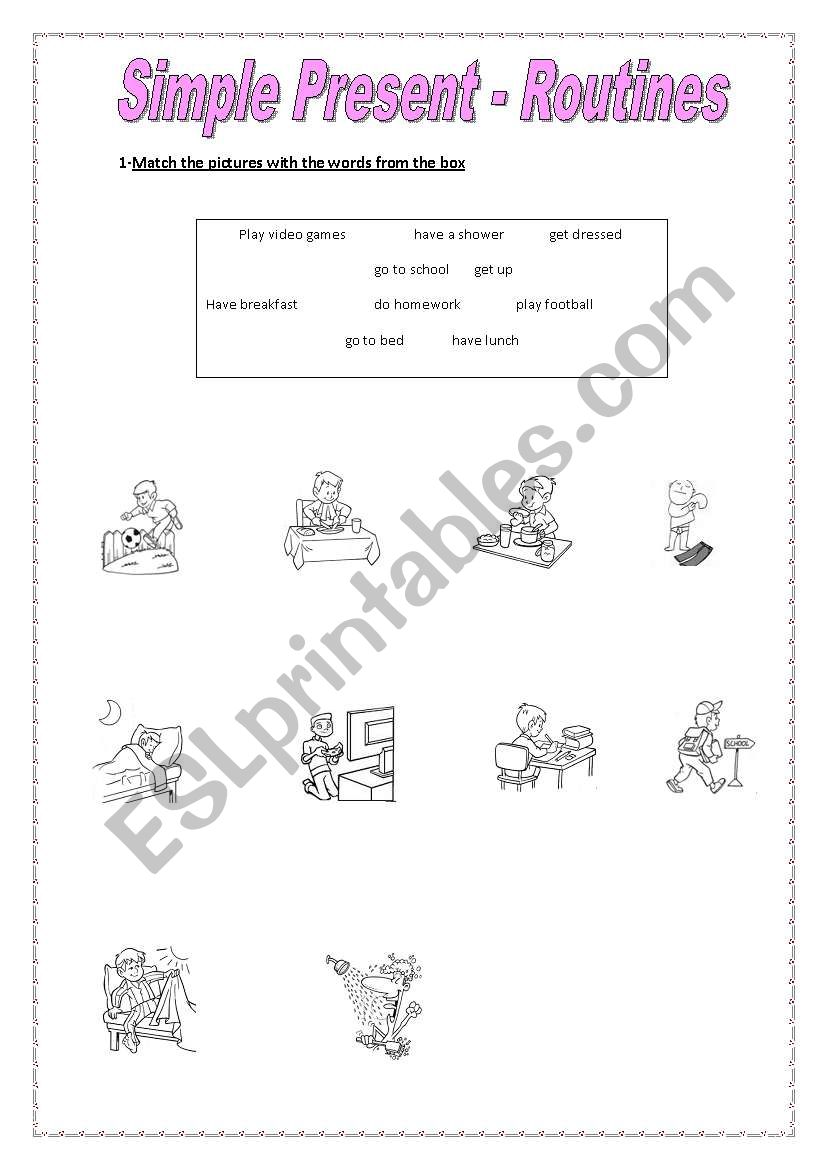 Simple Present- Routines worksheet