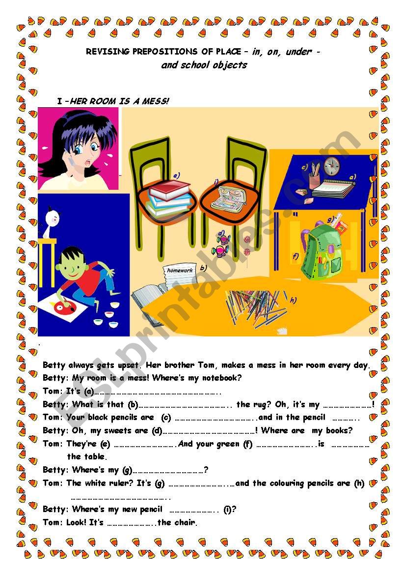 Revising Prepositions of Place and Classroom Objects