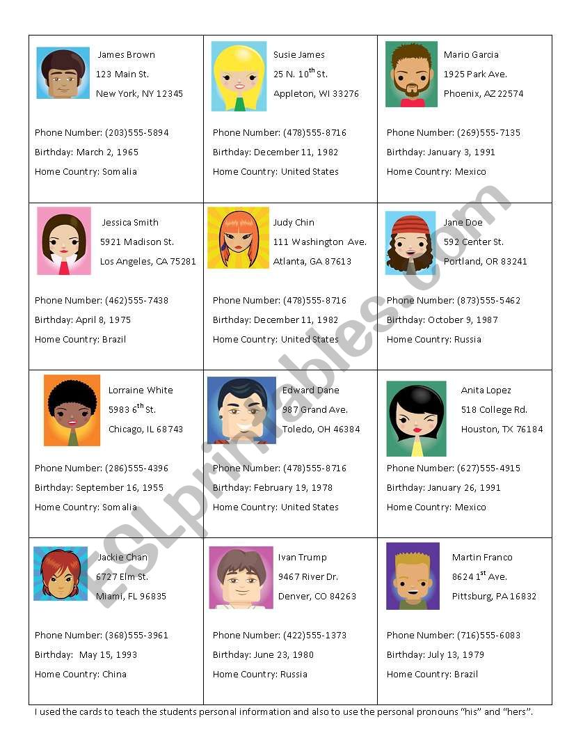 Practice ID Cards worksheet