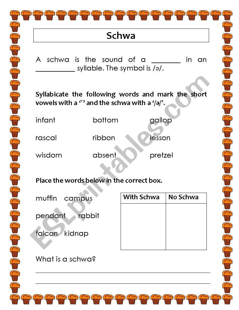 Schwa worksheet