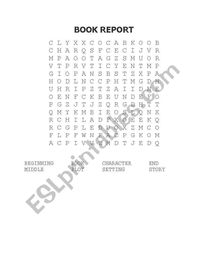 BOOK REPORT WORD SEARCH,  worksheet