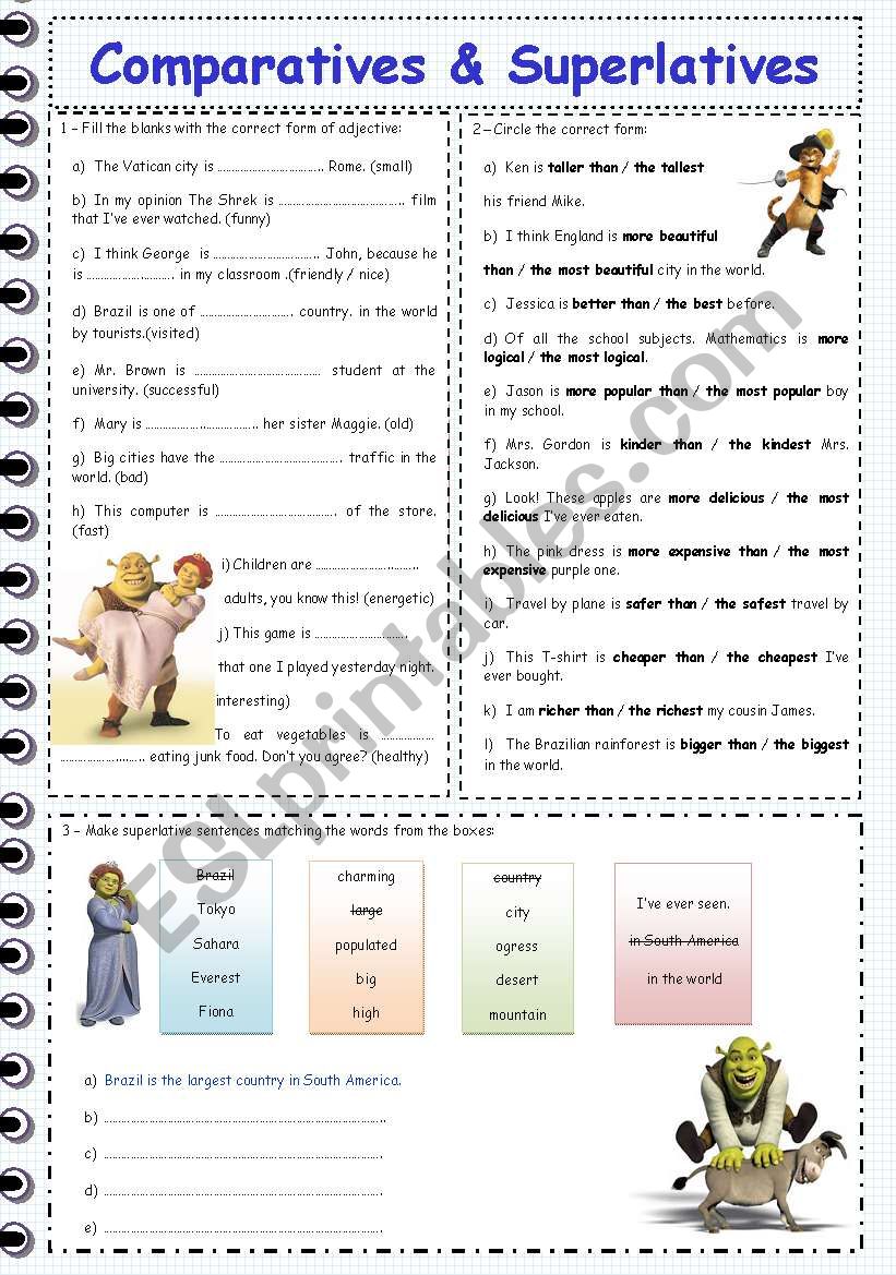 COMPARATIVES & SUPERLATIVES worksheet