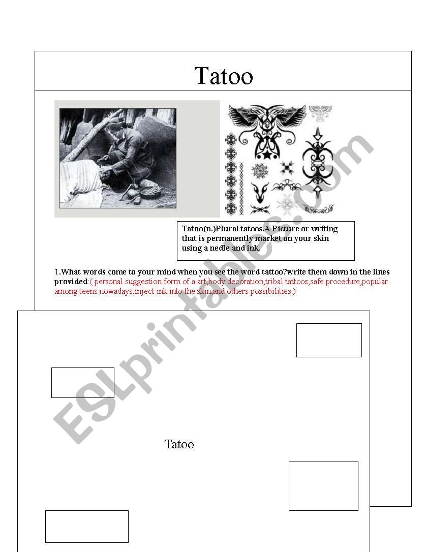 Tatoo worksheet