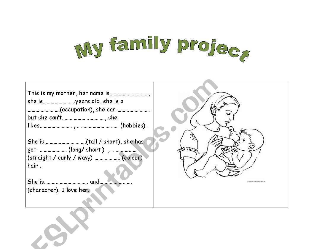 My family project worksheet