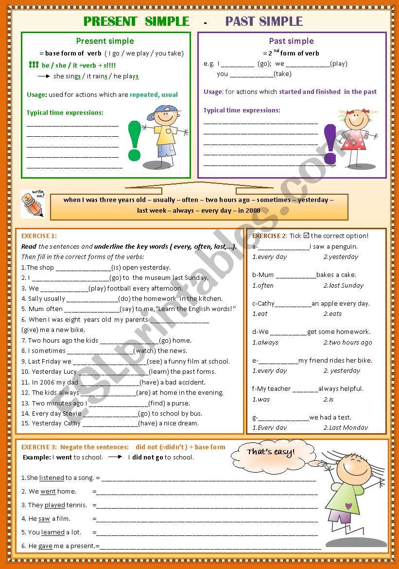 Present simple - past simple worksheet