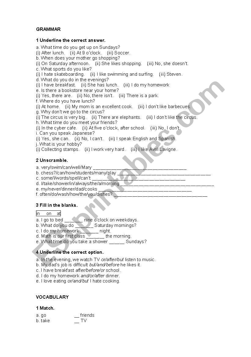 present simple quiz worksheet