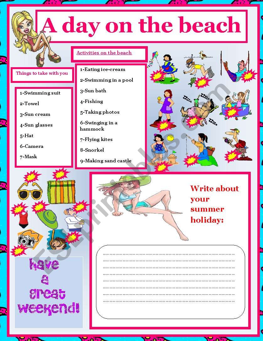 a day on the beach worksheet