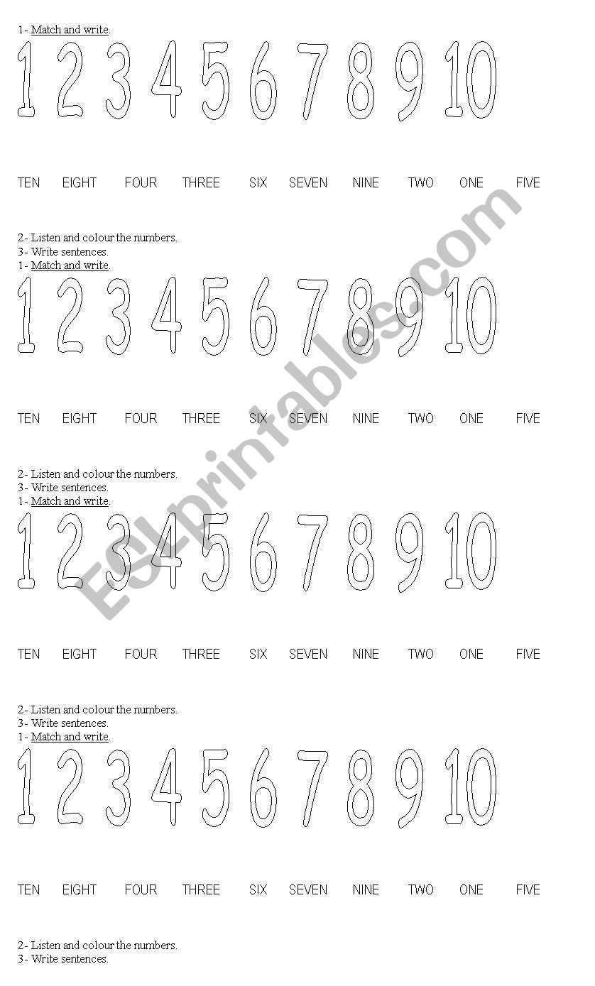 numbers for little kids worksheet