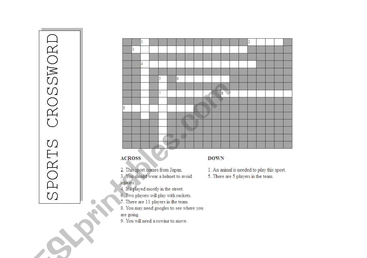 Sports Crossword worksheet