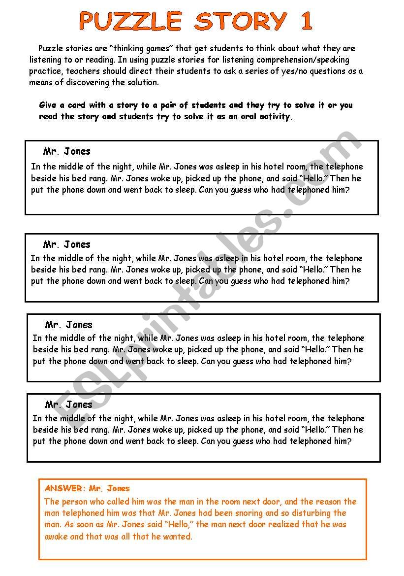 PUZZLE STORY 1 worksheet