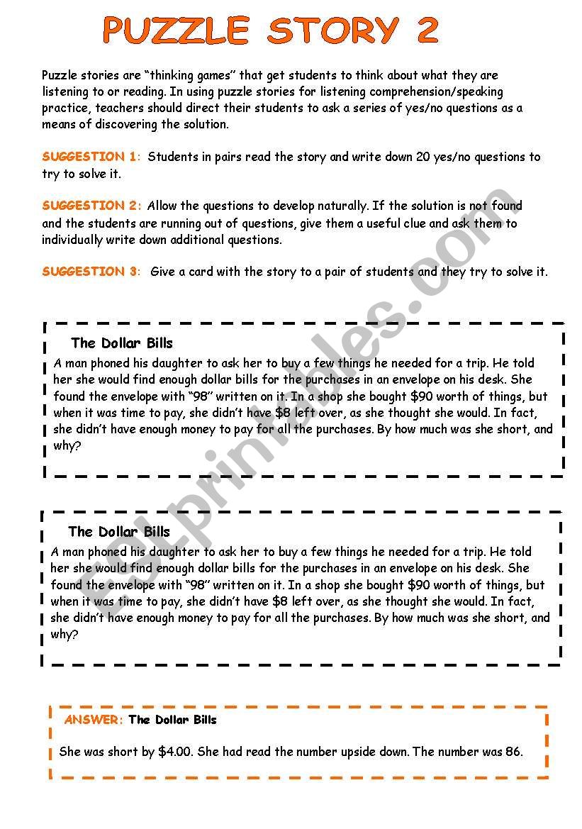 PUZZLE STORY 2 worksheet