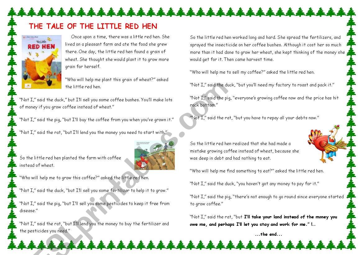 The Tale of the Little Red Hen with comprehension questions